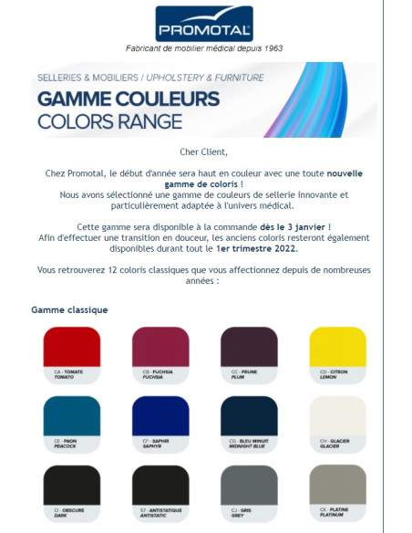 Divan Quest système patins proclive/déclive et dossier à gaz Promotal Sellerie Plate