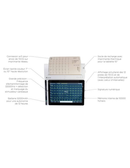 CARDIOMATE EV10 tablette ECG SPENGLER avec base imprimante