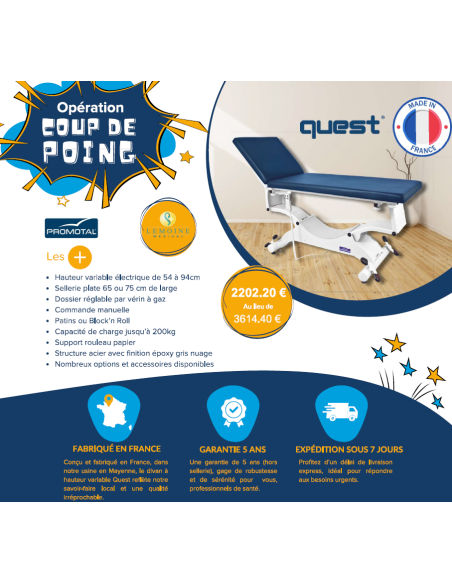 Divan Quest système patins proclive/déclive et dossier à gaz Promotal Sellerie Plate