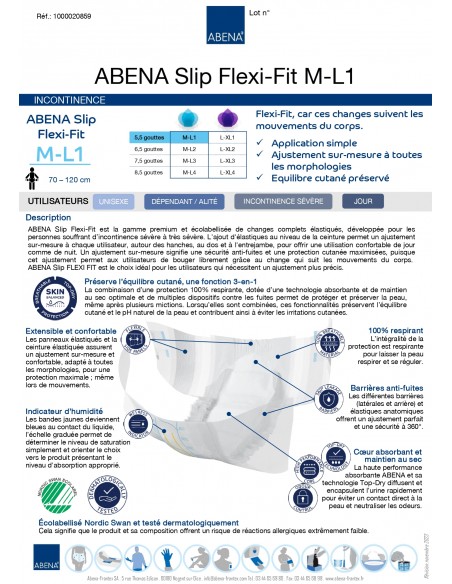 Change Complet Abena Slip Flexi Fit  5.5 Gouttes Jour