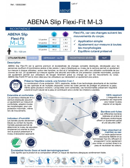 Change Complet Abena Slip Flexi Fit 7.5 Gouttes Nuit