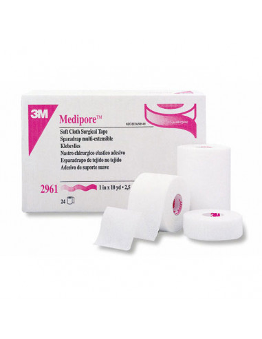 Sparadrap Medipore bande 10 cm prédécoupée tous les 5 cm (9,14 m)